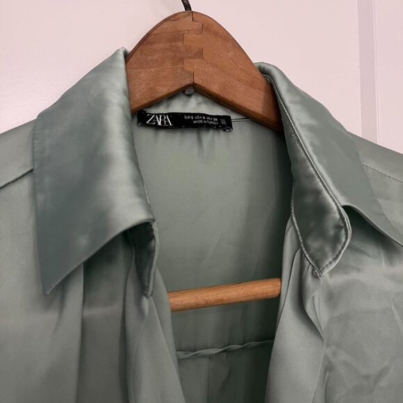 Zara Mint/Sage Green Button-Up Blouse – Size S – Excellent Condition - Picture 4 of 4